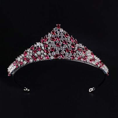 1pc Multi-Color Bridal Crown Headpiece, Crystal Headband Princess Wedding Tiara, Sophisticated For Birthday, Halloween