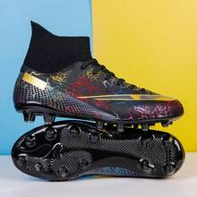 Men's Football Shoes, Boys' And Girls' Indoor Football Shoes, High Tube Football Grass, Five-A-Side Football Shoes Suitable - Black - View 3