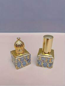 1pc Gold-Plated Transparent Glass Fragrance Spray Bottle, Essential Oil Roller Bottle, High-Quality Fine Mist Roller, Uniform Spraying, Durable, Fashionable & Elegant, Fragrance Dispenser, Travel Fragrance Bottle, Minimalist Roller Bottle, Sophisticated Sprayer - Multicolor - View 5