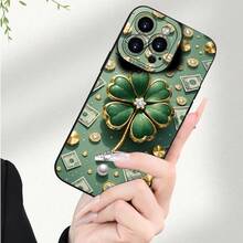 Funda de teléfono negra Clover 1PC, diseño de trébol moderno y popular, funda de protección creativa personalizada y elegante, a prueba de golpes y anti-caídas, resistente a las manchas y duradera, adecuada para  17/17 Pro/17 Pro Max/17 Air/ 16/16 Pro/16 Pro Max/16 Plus/ 15/15 Pro Max/15 Pro/15 Plus/ 14/14 Pro/14 Plus/14 Pro Max/ 13/13 Pro/13 Pro Max/12/12 Pro/12 Pro Max/11/11 Pro/11 Pro Max/XR/X/XS/XS Max. Es el regalo de cumpleaños perfecto para novias, novios, esposos, esposas, amigos o para uno mismo, innovador y a la moda, adecuado tanto para hombres como para mujeres. - Multicolor 2298 - Ver 4