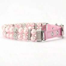 1pc Faux Pearl & Rhinestone Decor Pet Collar - Hồng - Xem 4