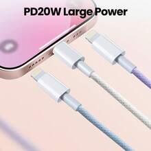 Cáp dữ liệu Type-C sang Lightning bện nylon 20W, dài 3.3ft/6.6ft, tương thích với iPhone 14/13/12/11 Pro Max/XR/XS/X/8/7/6 Plus/SE/, cáp sạc nhanh, chứng nhận MFi, tương thích với 14 Pro Max, 14 Pro, 14 Plus, 13 Pro Max, 13 Pro, 13, 12 Pro, 12, 11, XS, XR, 8 Plus, 8, 7, 6, 5, SE và bộ sạc. - Nhiều màu - Xem 7