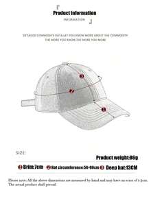 1pc Men's New Washed Shark Embroidery Outdoor Sports Baseball Cap, Street Style Large Circumference - 深藍色 - 查看 4