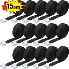 15 Pack 9.84 Feet Lashing Straps Adjustable Kayaks Tie Down Cam Buckle Straps With Buckles Up To 250lbs For Cargo, Luggage, Motorcycles, Truck, Car Roof Rack, Surfboard(Black) - màu đen - Xem 9