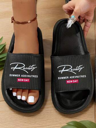 Damen Hausschuhe im Vier-Jahreszeiten-Stil, EVA-Material rutschfest, geruchsabsorbierend, offene Zehenpartie, weiche Sohle, atmungsaktiv und bequem, schwarze Lässig-Alltagsschuhe, geeignet zum Tragen zuhause oder draußen, unverzichtbare Hausschuhe für den täglichen Gebrauch