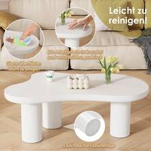 Irregular Cloud-Shaped Coffee Table, 107 Cm Long, 66 Cm Wide, 40.5 Cm High, MDF Top And PVC Legs, With Felt Pads - White - View 4