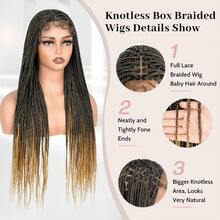 Braided Wig For Women Human Hair Blended Glueless Full Double Breathable Lace Front Braids Wig With Baby Hair Lightweight Handmade African American Braided Wigs - 1/27# - 查看 8