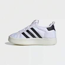 Adidas 三葉草小童魔鬼氈舒適運動板鞋 - 黑與白 - 查看 5