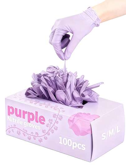 100/50/4pcs Per Pack (Without Box), Available In Deep Pink And Light Purple. Disposable Nitrile Gloves. Sizes: S, M, L, XL. Durable, Waterproof, And Thick, Suitable For Household Cleaning. Also Applicable For Kitchen, Bathroom, Cleaning, Tattooing, Beauty Care, Hair Coloring, Pet Care, Salons, And Cleaning Supplies.
