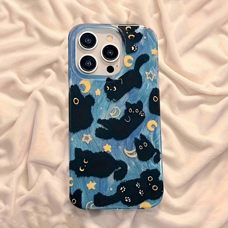 Funda para teléfono: Nueva moda Estrella Luna Gato Pluma Cobertura Completa Anticaídas, Diseño Simple, Protección Antigolpes, Elección Perfecta para Todas las Estaciones, Alta Estética de Moda, Regalo Ideal para Amigos y Familia.Compatible con iPhone 17/17 Pro/17 Pro Max, 16/16 Plus/16 Pro/16 Pro - Color mezclado 1-1204 - Ver 1