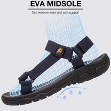 CAMEL CROWN 男士凉鞋，露趾运动凉鞋，适合运动和散步 - 深藍 - 查看 10