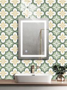 OUTANA 10pcs Green Retro Geometric Pattern Removable Vinyl Wallpaper. Waterproof And Moisture-Proof, Easy To Apply, Remove And Clean. Suitable For Decorating Walls In Bedroom, Living Room, Bathroom, Kitchen, Corridor And Stairwell. - Multicolor - View 5