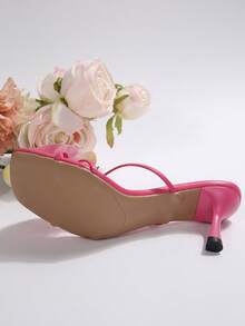Giày cao gót mũi nhọn họa tiết hoa mùa hè, sandal cao gót lưới kiểu Pháp thời trang, phù hợp cho hẹn hò, mua sắm, đi làm, công sở, tiệc tùng, giày cao gót kiểu "mèo con". - Màu Hồng Tươi - Xem 7