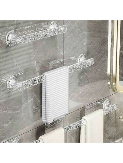 1pc Transparent Towel Rack, No Drill Towel Bar, Multi-Function Bathroom Storage Decoration Rack, Wall-Mounted Towel Holder, Bathroom Slippers Rack, Bathroom Decor, Bathroom Supplies, Bathroom Accessories, Bathroom Storage Rack, Autumn Decor, New Year Decor, Room Decor, Desktop Organizer, Mother's Gift, New Year Gift, Customizable