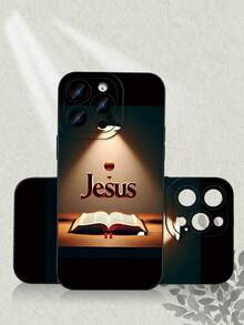 Religious Themed Design With Warm Light Transparent, High-Aesthetics New Style, Full Protection, Shockproof, Scratch-Resistant & Anti-Yellowing Compatible With IPhone 17/16/15/14/13/12/11/7, X - 黑色 - 查看 1