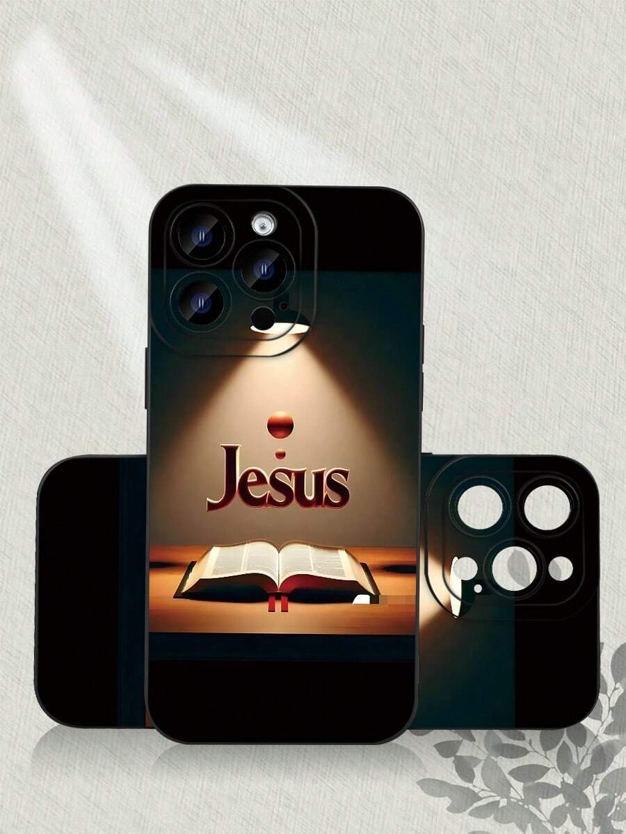 Religious Themed Design With Warm Light Transparent, High-Aesthetics New Style, Full Protection, Shockproof, Scratch-Resistant & Anti-Yellowing Compatible With IPhone 17/16/15/14/13/12/11/7, X - 黑色 - 查看 1
