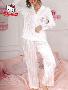 Sanrio 2 Pieces Women's ,White,Sleepwear,Cute Sleep Set,Loungewear Set ﻿ ﻿ ﻿ ﻿ ﻿ - White - View 4