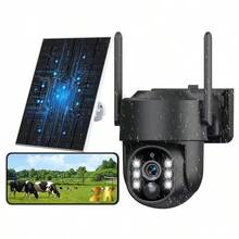 5G WiFi LTE Solar Security Camera, IP66 Waterproof, 360° Real-Time View, 4MP Color Night Vision, PIR Motion Sensor, Two-Way Communication, Smartphone Application Control, 8000mAh Battery, Wireless Outdoor Monitoring, Suitable For Home, Garage, Yard, Pet Monitoring. - 黑色 - 查看 11