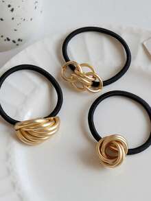 金色发圈，成人发饰，马尾辫弹力带，金色金属马尾辫发圈 1 个，金色头饰，金色发饰发圈马尾辫发圈发绳，弹力发圈