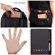 RIMEMO 迷你螺旋笔记本，配有笔、便签纸、书签、彩色索引标签和翻页标记，硬牛皮纸封面，单科大学标准横线笔记本，优质厚纸，适用于学校、家庭、商务写作和笔记，口袋大小。 - 黑色 - 查看 6