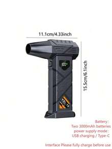 Multifunctional High-Power Turbo Fan, Portable Turbo Jet Fan - Cordless Handheld Turbo Blower With USB-C Charging, Dual 3000mAh Long-Lasting Lithium Batteries | High-Speed Portable Fan For Camping, Snow Removal, Dust Cleaning | Father's Day Gift For Men/Husband, Compact Design, Durable Structure, High-Performance Motor, Outdoor Enthusiasts, Compact & Lightweight - Color - View 4