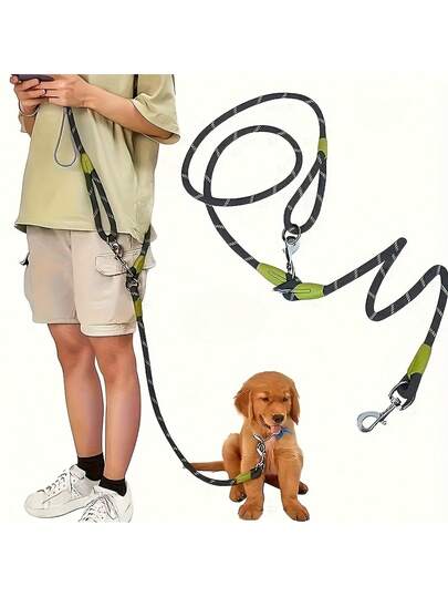 1pc Dog Leash, Crossbody Dog Leash, Hands-Free Pet Leash For Hiking, Walking And Running, Multipurpose Pet Lead With Shoulder Strap, Adjustable Waist Belt And Crossbody Strap, Suitable For Small And Large Dogs, Elastic Cord With Excellent Shock Absorption