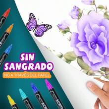 120 Colores Plumone Acrlicos Doble Punta, Marcadores Arte Punta Fino Punto, Resistente al Agua, No Se Desvanece, Rotuladore Colorear Madera Piedra Vidrio Plstico Metal Caucho Lienzo - 120 colores - Ver 8