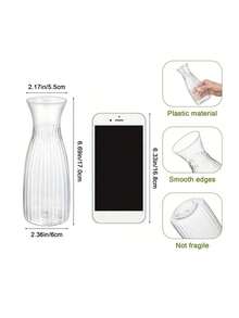 10/5/1 Stück Set Gestreifte Plastik Vase, transparente handgefertigte Blumen Artikel, moderner minimalistischer Stil Plastik Vase, transparente Glas Vase, geeignet für verschiedene Blumensträuße DIY und dekorative Präsentation, Basteleien, geeignet für Sträuße, Dekoration, Feiertage, Zuhause, Esstisch, Hochzeit, Party Heimdekoration, Vase, Valentinstag Dekoration - Weiss - Übersicht 10