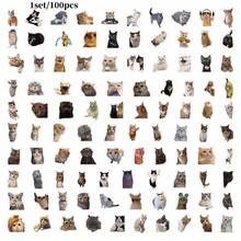 100/300张3D可爱猫咪贴纸，趣味十足的猫咪表情包，手账贴纸，多功能贴纸，可爱猫咪表情，防水PVC材质，可用于手账、手机壳等装饰，节日派对用品，情人节礼物，送给女朋友的节日礼物 - 彩色 - 查看 11