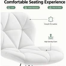 Sillas de Bar con Respaldo en Cuero PU, Taburetes Altos Ajustables en Altura y Giratorios, Diseño Moderno y Cómodo para Cocina, Barra y Hogar - Blanco - Ver 4