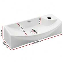 Cefito Bathroom Basin Ceramic Vanity Sink Hand Wash Bowl 45x23cm - 白色 - 查看 2