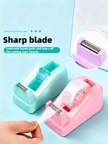 Fashionable Creative Desktop Tape Dispenser - Cute & Stylish Office Tape Cutter With Non-Slip Base - Ideal For Office Or Home Use, Available In Multiple Colors, Perfect For Back To School Season - Multicolor - View 2