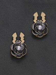 1/2/4pcs 18mm Retro Camellia Shape Oil Drop Metal Buttons Covers For Women, Crystal Button Covers, Detachable Clip On Button Covers, Crystal Fancy Buttons For Clothing, Button Snaps With Pliers Press For Dress Suit Tux Shirt Accessories, Lead Color - Multicolor - View 18