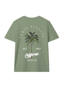 Áo thun nữ tay ngắn cổ tròn in chữ, kiểu dáng thường ngày, màu trắng và hồng, thích hợp cho kỳ nghỉ hè. - Cỏ xanh - Xem 4