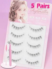 10/7/5 Pairs Natural False Eyelashes, Fluffy & Soft, Thick 3D Mink Lashes, Long & Fine, Messy Multi-Layer, Short & Dense Fake Lashes, Suitable For Wedding, Party, Club, Daily Work, Meeting, Comfortable To Wear, Handmade Lashes, Flared Ends, Elongate Eyes, Natural & Realistic, Whole Lash Strip, Long-Lasting & Voluminous, Popular Makeup Tool - Natural Lashes - View 5