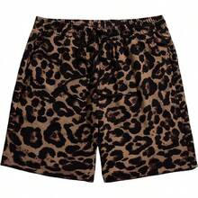 Men's Boho Paisley Print Drawstring Waist Summer Shorts With Pocket - Brown Leopard - View 11