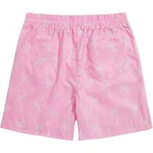 Men's Boho Paisley Print Drawstring Waist Summer Shorts With Pocket - Pink Tropical - View 8