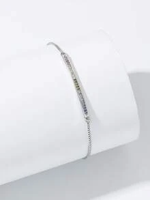 1pc Minimalist Curved Design Micro-Inlaid Synthetic Zirconia Zipper Bracelet, Suitable For Women's Daily Wear, Birthday, Wedding And Party - Multicolor - View 3