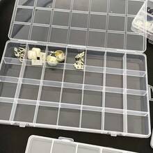 28-Grid Storage Box With Lid - Multifunctional Storage Solution For Jewelry, Hardware, And Small Items - Durable Plastic, Press-Type Closure, Practical Hook, Jewelry Storage Box - Trong suốt - Xem 6