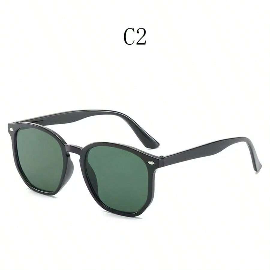 Hexagonal Sunglasses For Men And Women, Square Style With UV400 Protection, Retro Blogger Style. - 綠色 - 查看 1