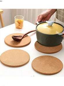 3 件装加厚圆形软木杯垫 - 耐热餐具、烹饪用具和植物垫，完美家居装饰 - 适用于厨房台面和餐桌，6.3 英寸厚圆形，耐热，可用于放置碗碟、锅具、平底锅和植物 - 理想的桌面和台面用品，厨房必备 | 自然美观 | 耐用竹纤维，竹垫