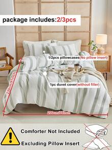 2/3件套绿色华夫格绗缝涤纶被套套装，四季皆宜的奢华现代床上用品套装，波西米亚风被套，柔软透气，可机洗，（1个被套+1/2个枕套，不含填充物） - 綠色 - 查看 4