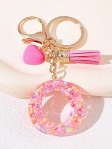 1pc Pink Heart Shaped Creative Keychain, 26pcs A-Z English Letter Children's Bag Accessories, Butterfly Letter Pendant Keychain, Valentine's Day Heart Keychain, Couples Keychain, Gift - Pink - View 30