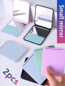 可折叠便携化妆镜，方形口袋镜，可折叠迷你化妆镜，双面方形口袋镜，适合学生、女孩、女性，旅行礼物，4种颜色可选，母亲节礼物，送给妈妈的礼物，返校礼物 - 彩色 - 查看 1