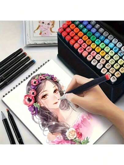 12/24/36/48/60/120/168 Cores Marcadores de Arte de Ponta Dupla, Conjunto para Pintura, Esboço, Marcadores Permanentes à Base de Álcool, Adequado para Grafite, Quadrinhos, Ideal para Artistas, Ilustrações, Projetos de Arte, Livros de Colorir, Volta às Aulas, Presente de Natal, Compatível com Papel, Tecido, Madeira, Pedra, Plástico, Vidro, Cerâmica, Abóbora e Mais, para Estudantes e Adultos