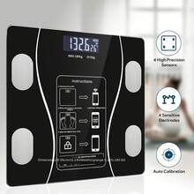 One Black And White Smart Scale With A Stylish Digital Display, LCD Screen, And High-Precision Design, Suitable For Home, Dormitory, And Outdoor Use. - 經典黑色 - 查看 1