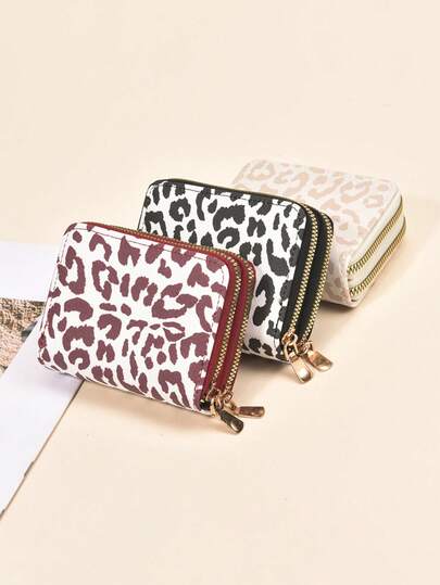 时尚豹纹少女风琴式卡包，大容量多卡位零钱包，二合一证件卡包