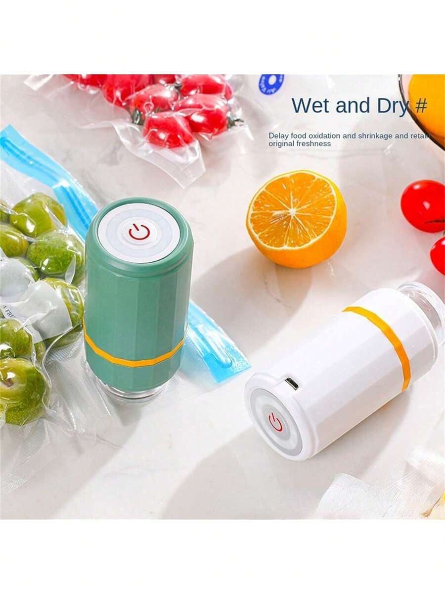 1pc Rechargeable Handheld Mini Vacuum Pump - Seals Food Using USB Interface, Keeps Food Fresh, Kitchen Accessory