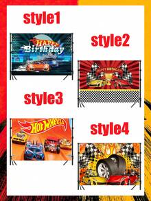 Hot Wheels 火焰赛车主题摄影背景，适用于男孩生日派对拍照、户外用餐派对背景、生日派对用品背景、情人节、斋月、新年和生日派对装饰 - 彩色 - 查看 8