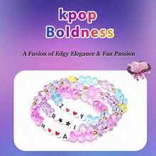 AICase para Pulseras de vidrio inspiradas en cosplay, 3 piezas apilables elsticas para la , traje disfraz de mercanca, regalos para aficionados, cumpleaos - inicial - Ver 2